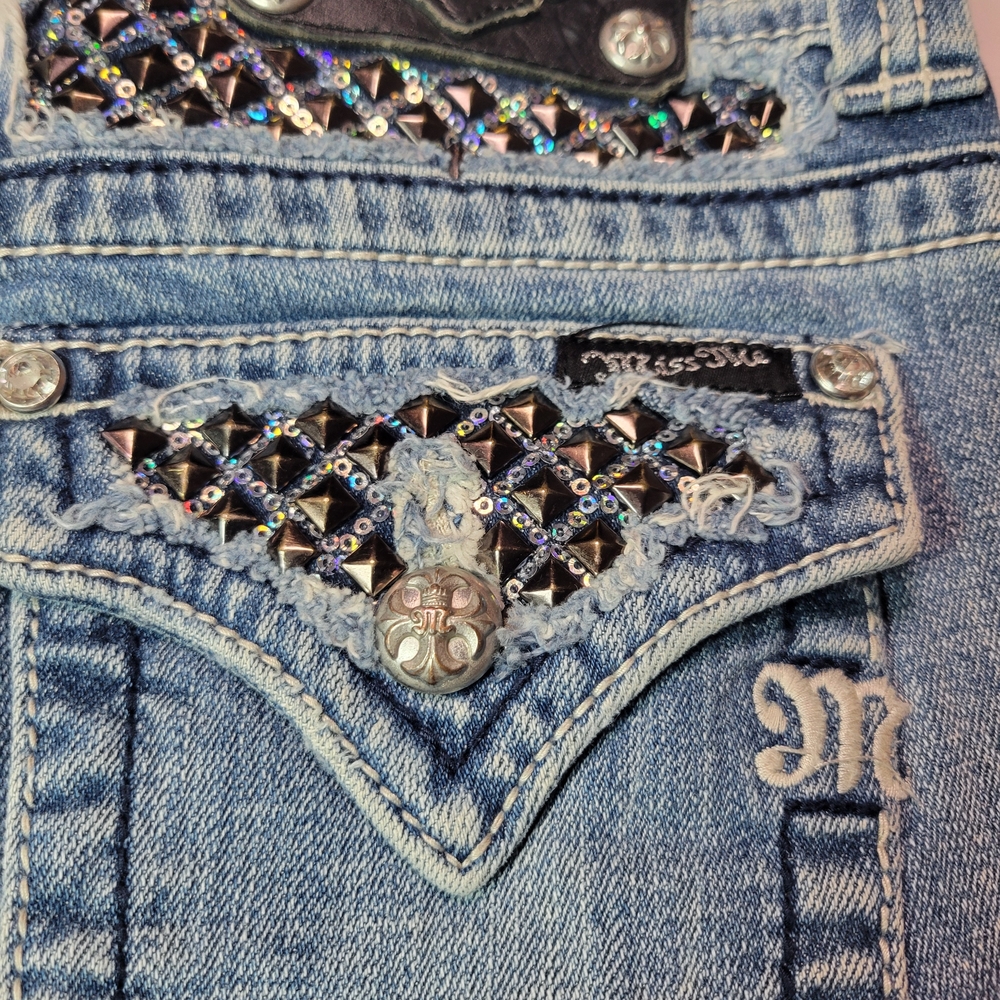 Miss Me Denim Shorts with Studded Details